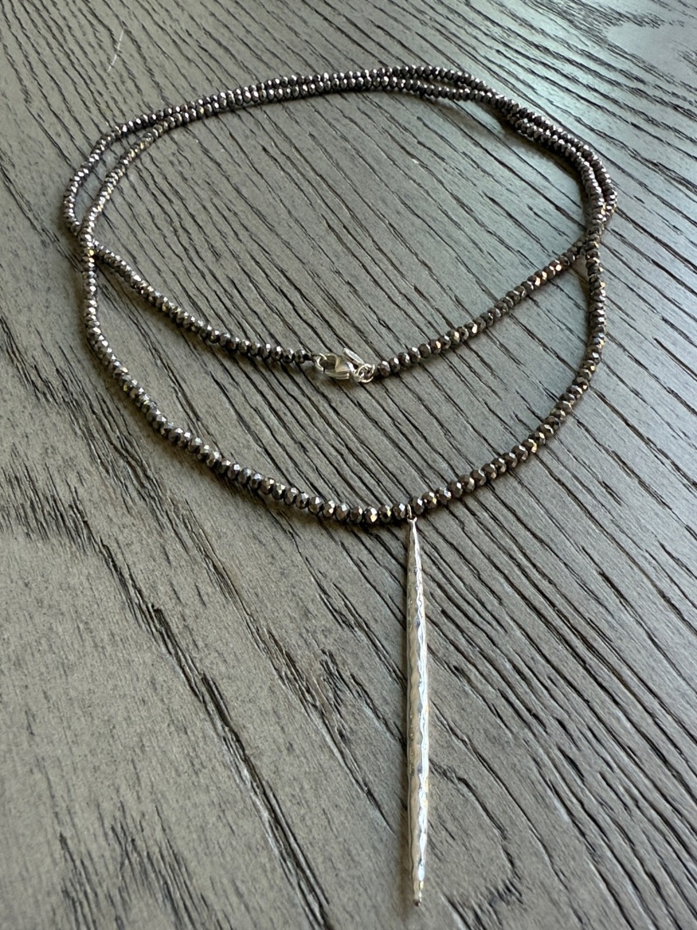 Gorjana Silver-Tone Layered Beaded Necklace with Drop Pendant - Picture 2 of 5
